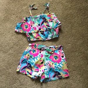 Crazy 8 girls new floral SHORTS & HALTER sz 5 6 sm